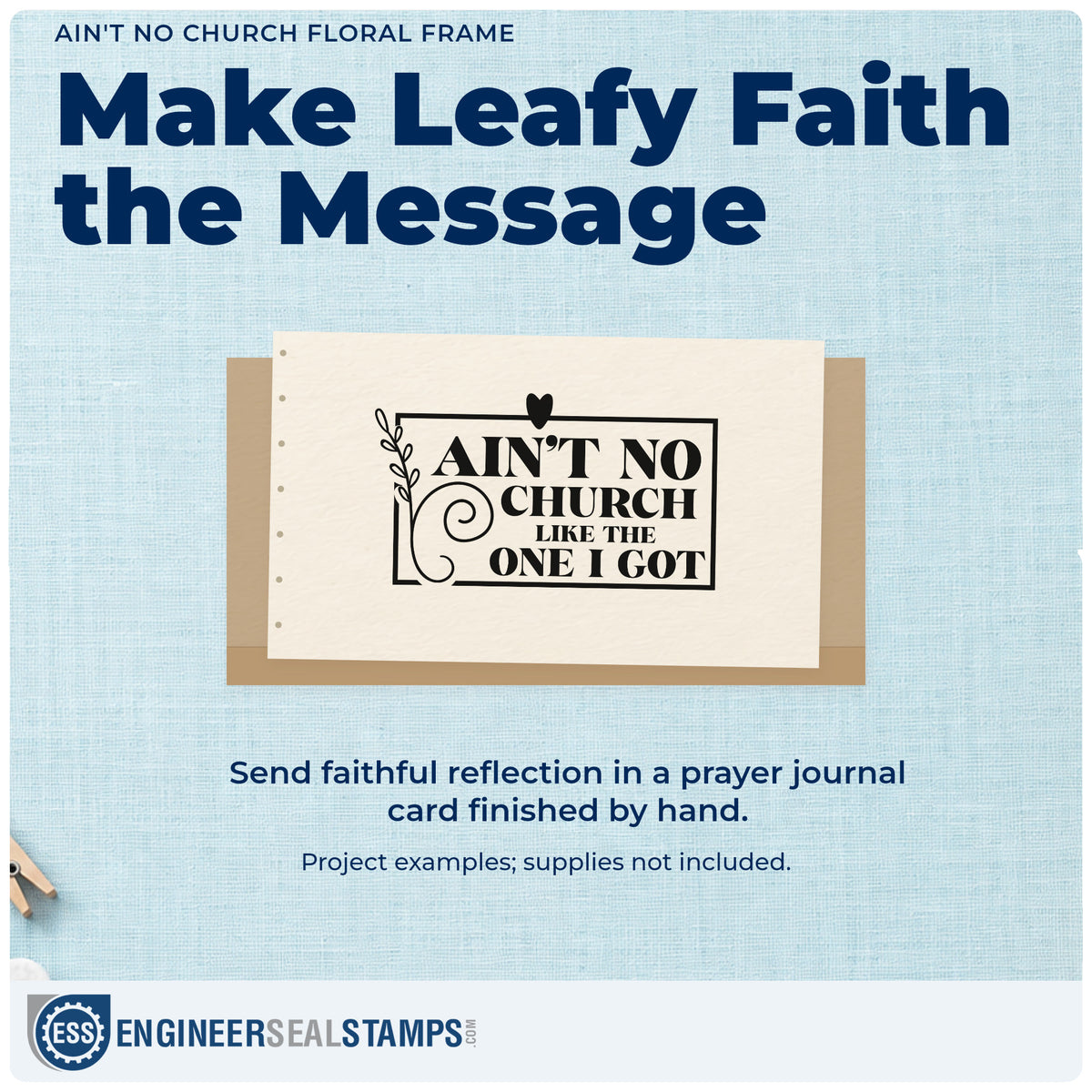 A finished handmade project stamped with the Ain't No Church Like The One I Got Self-Inking Stamp, ideal for congregation milestones.