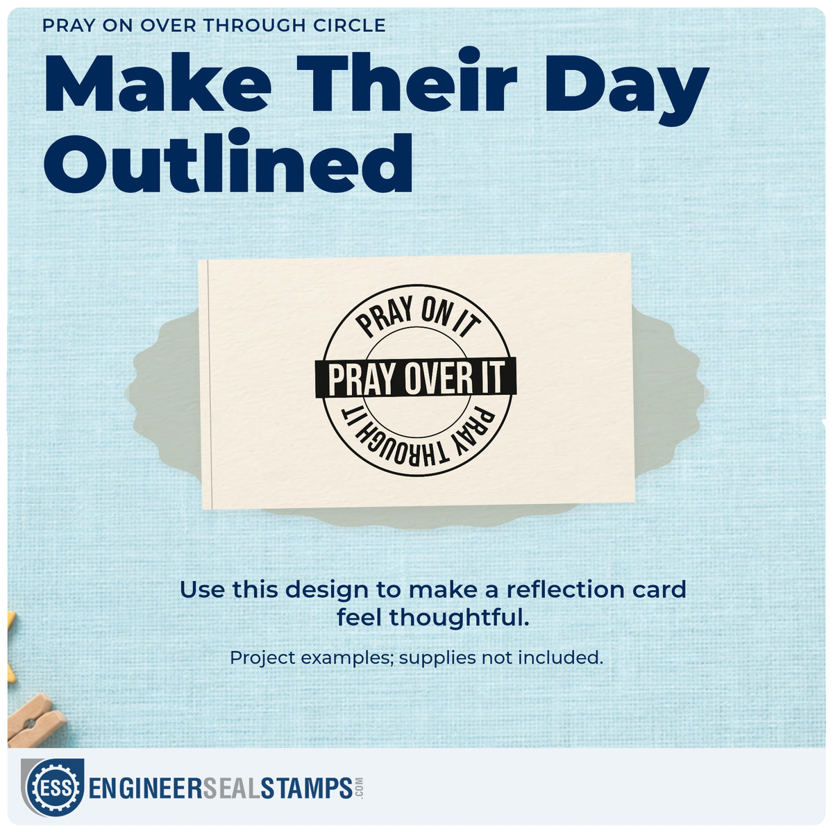 A finished handmade project stamped with the Pray On Over Through Circle Pre-Inked Stamp – Slim, ideal for round label seals.