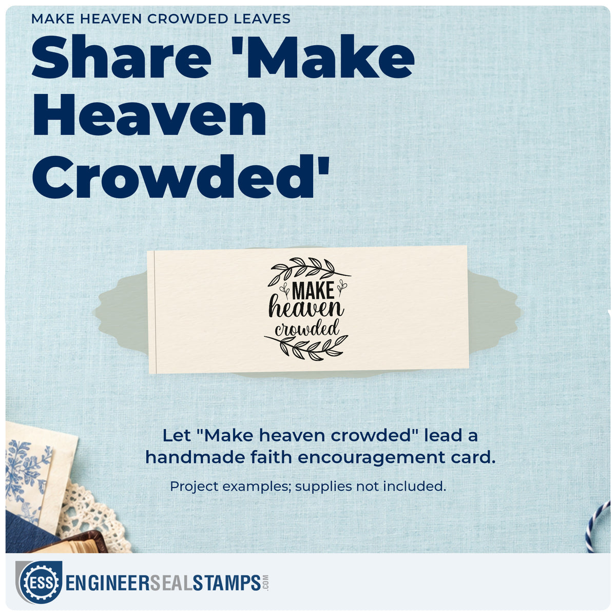 A finished handmade project stamped with the Make Heaven Crowded Leaves Stamp – Self-Inking, ideal for missionary support gifts.