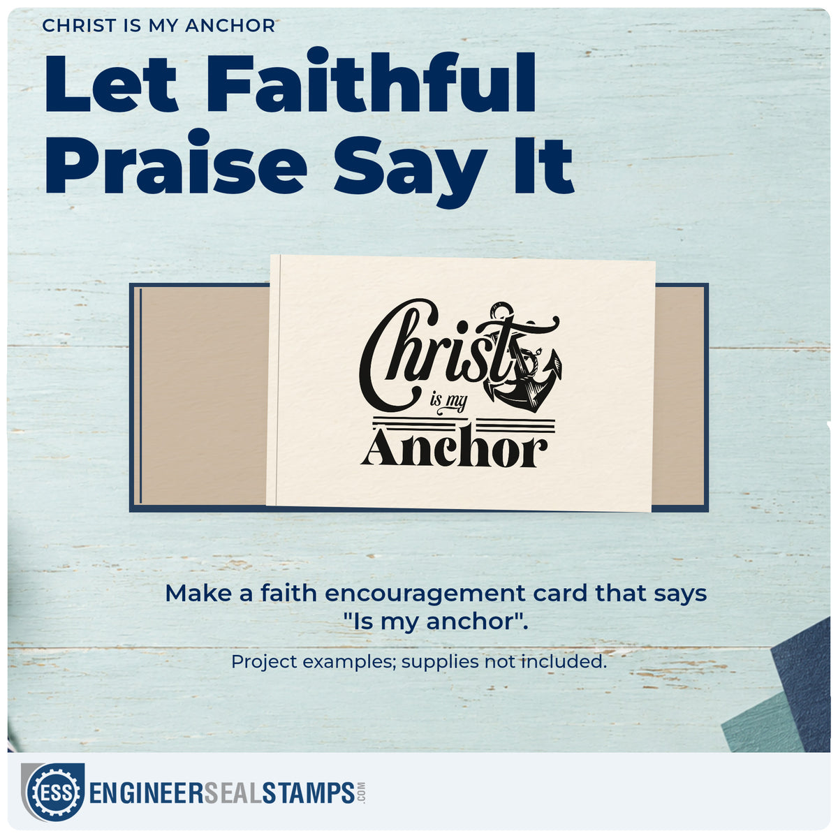 A finished handmade project stamped with the Christ Is My Anchor Pre-Inked Stamp – Slim, ideal for navy send-off gifts.