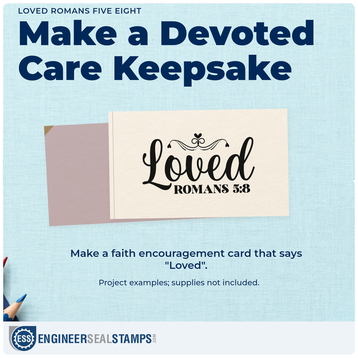 A finished handmade project stamped with the Loved Romans Five Eight Craft Stamp – Self-Inking, ideal for valentine exchange.