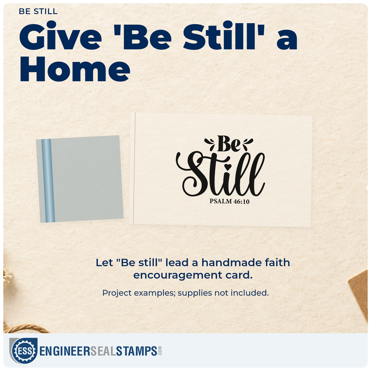 A finished handmade project stamped with the Be Still Premium Wooden Stamp - Vintage Pro, ideal for spa day favors.