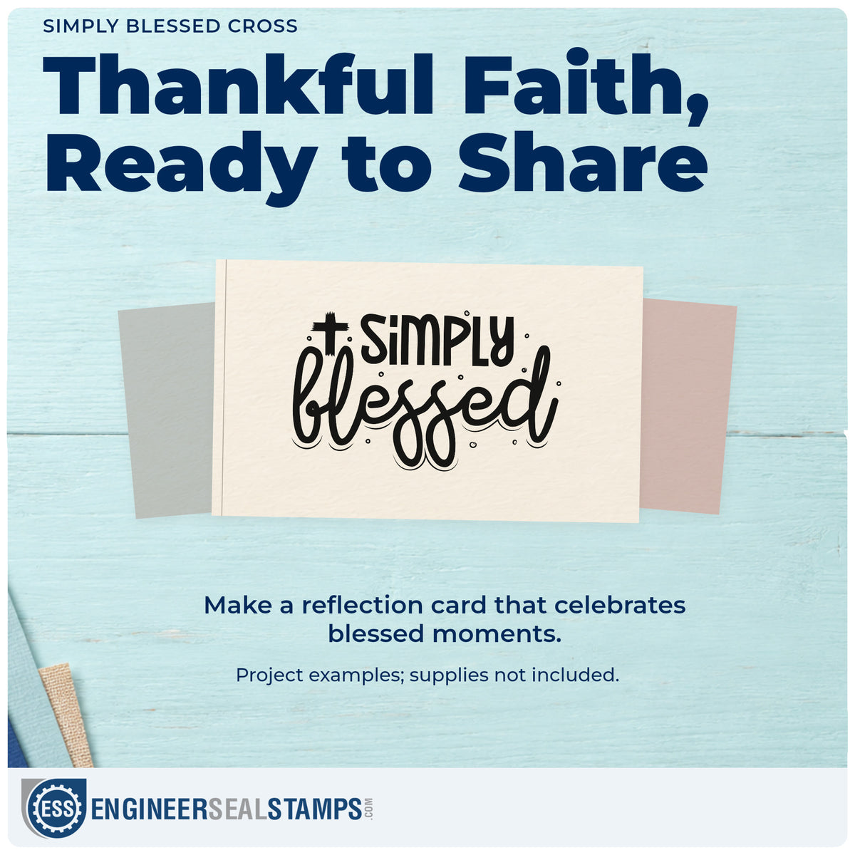A finished handmade project stamped with the Simply Blessed Cross Stamp – Self-Inking, ideal for thanksgiving place cards.