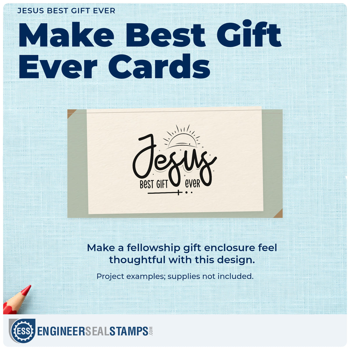 A finished handmade project stamped with the Jesus Best Gift Ever Rubber Stamp – Wood Handle, ideal for christmas gift tags.