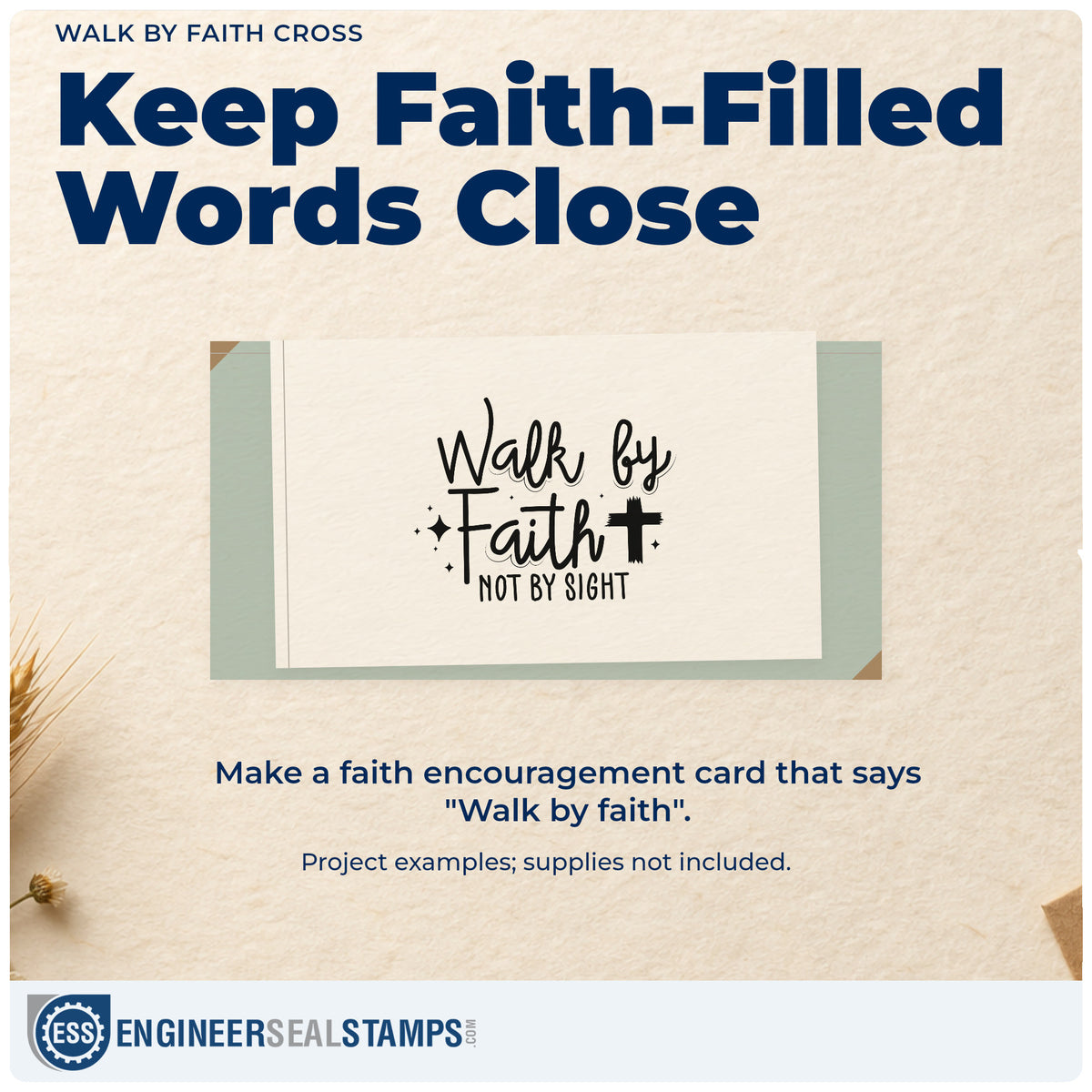 A finished handmade project stamped with the Walk By Faith Cross Accent Pre-Inked Stamp – PSI, ideal for graduation gift tags.