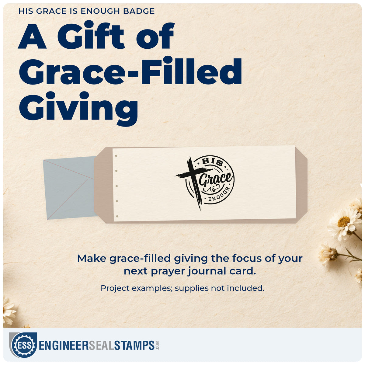 A finished handmade project stamped with the His Grace Is Enough Badge Stamp – Self-Inking, ideal for communion cup tags.