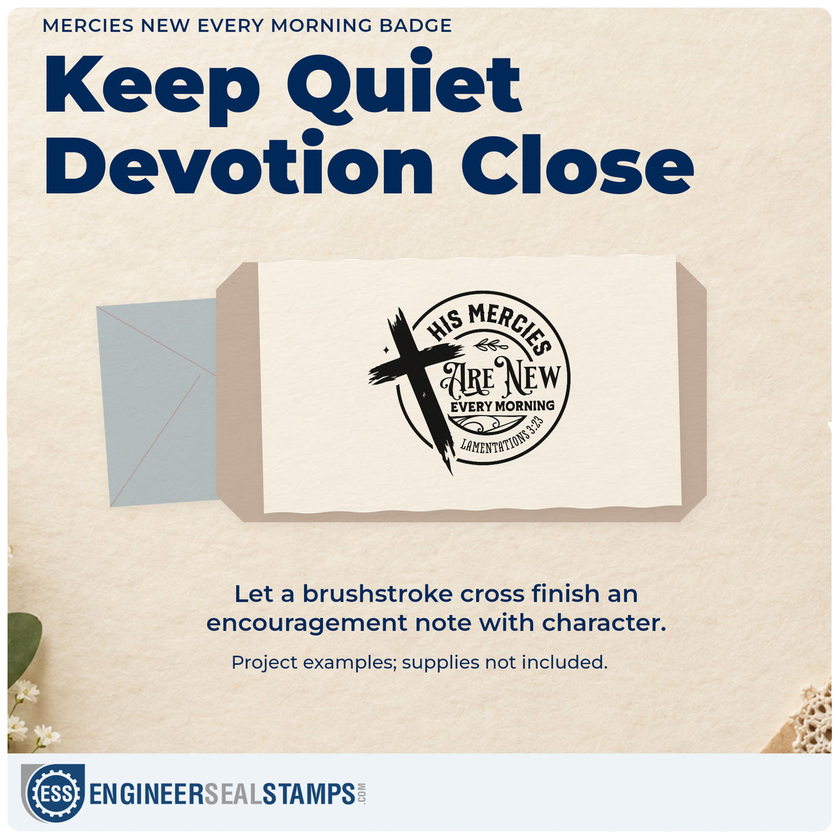 A finished handmade project stamped with the Mercies New Every Morning Badge Rubber Stamp – Duo Hand, ideal for coffee bag labels.