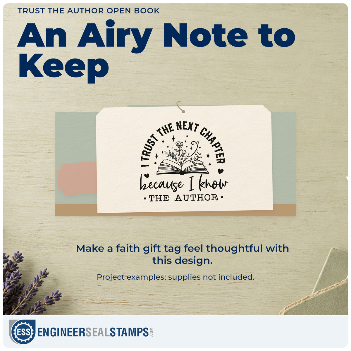 A finished handmade project stamped with the Trust The Author Open Book Stamp – Self-Inking, ideal for teacher farewell tags.