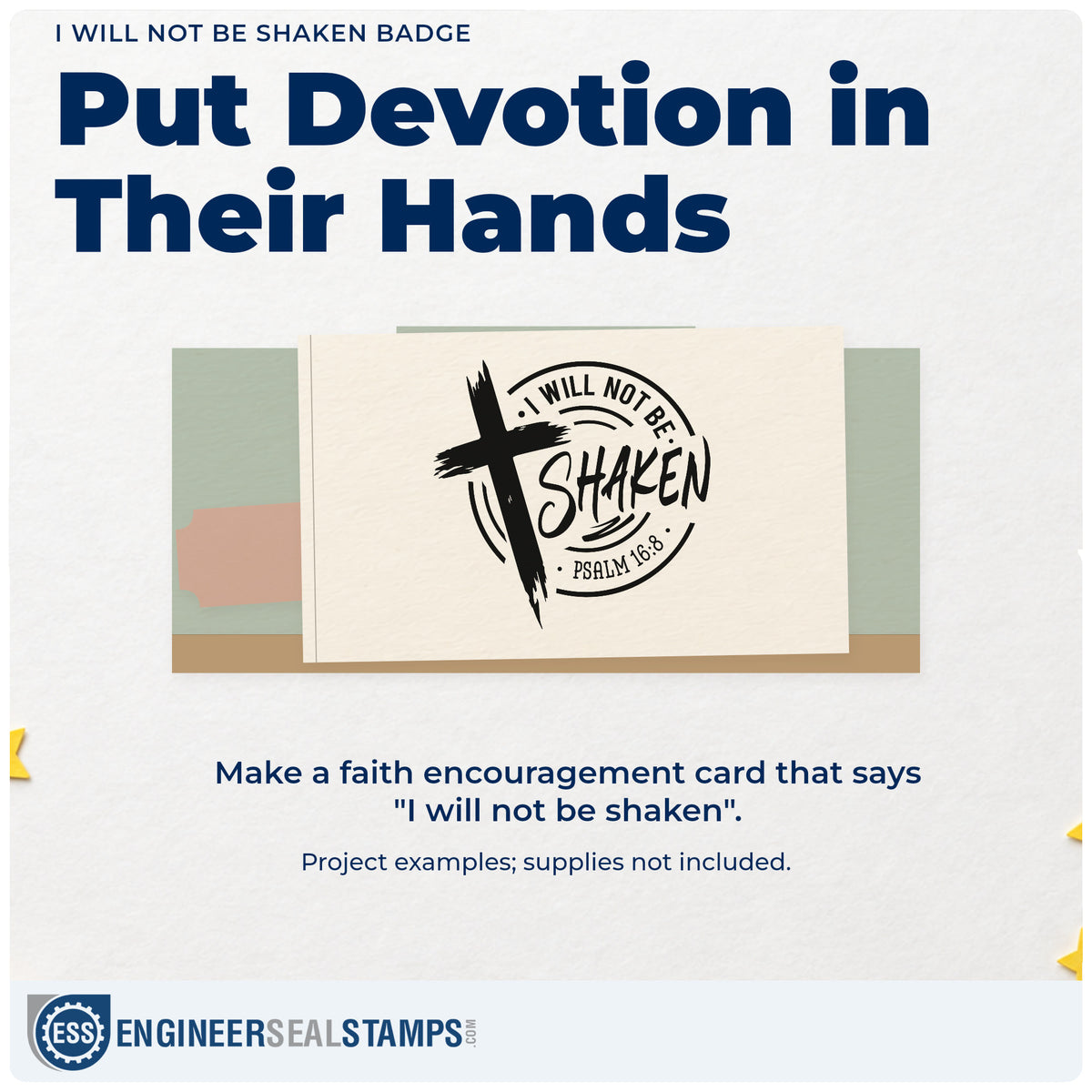 A finished handmade project stamped with the I Will Not Be Shaken Emblem Self-Inking Craft Stamp, ideal for moving box labels.