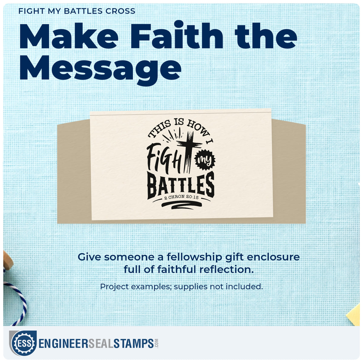 A finished handmade project stamped with the This Is How I Fight My Battles Wood-Mounted Rubber Stamp, ideal for armor study tags.