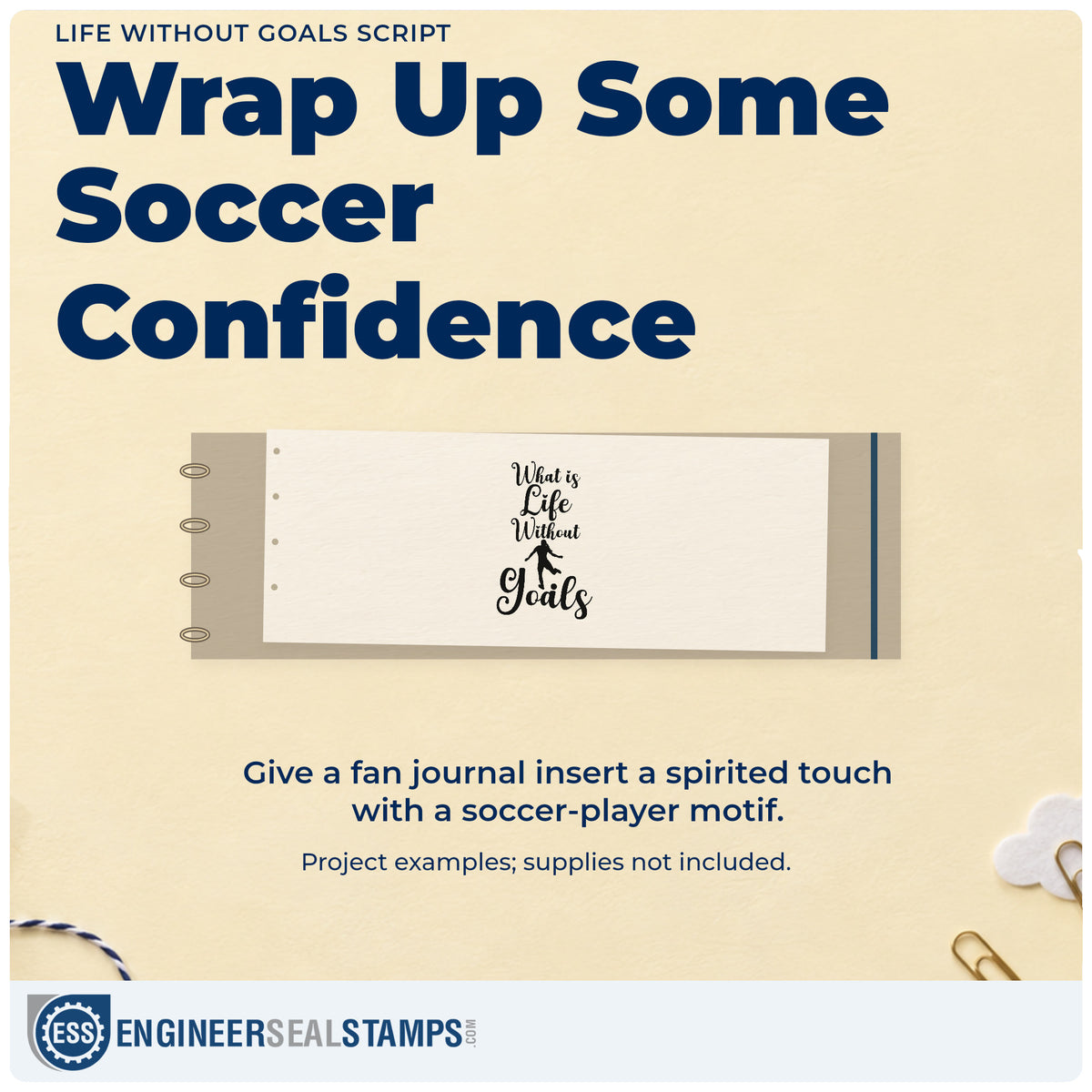 A finished handmade project stamped with the Life Without Goals Script Self-Inking Stamp, ideal for goal setting tags.