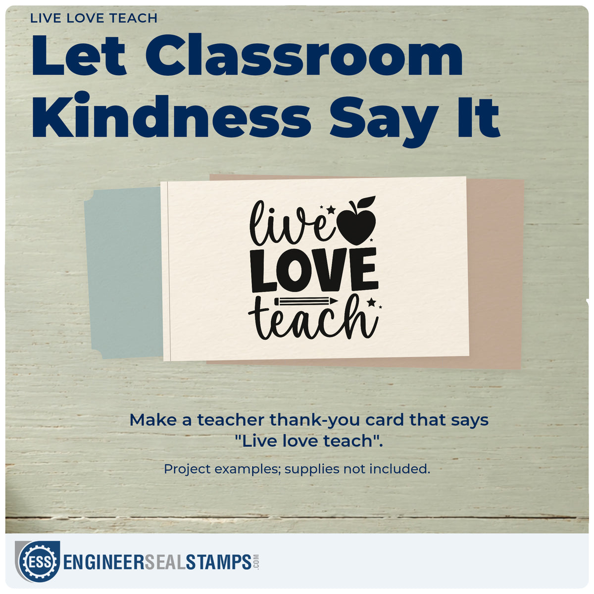 A finished handmade project stamped with the Live Love Teach Apple Stamp – Duo Hand, ideal for mentor thank-you tags.
