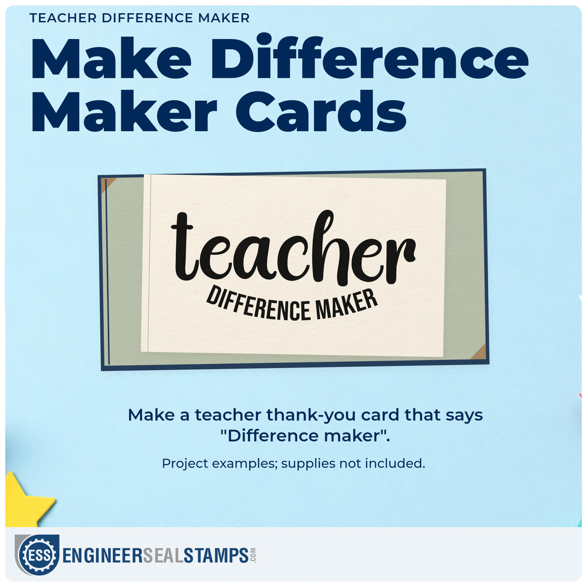 A finished handmade project stamped with the Teacher Difference Maker Lettering Rubber Stamp – Duo Hand, ideal for nomination form tags.