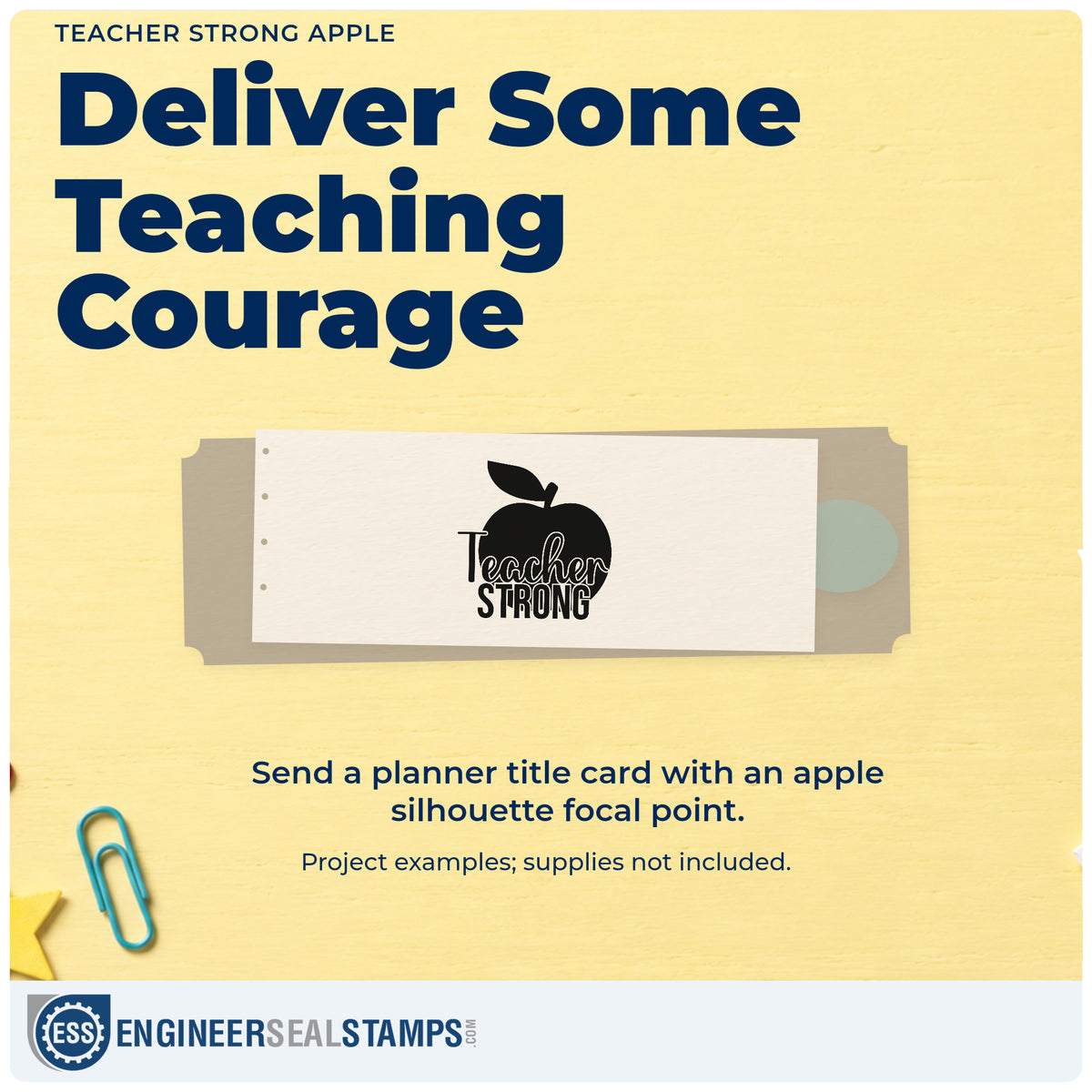 A finished handmade project stamped with the Teacher Strong Apple Rubber Stamp – Duo Hand, ideal for harvest gift tags.