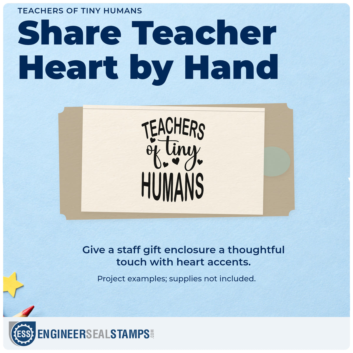 A finished handmade project stamped with the Teachers Of Tiny Humans Pre-Inked Stamp – Slim, ideal for graduation cap tags.
