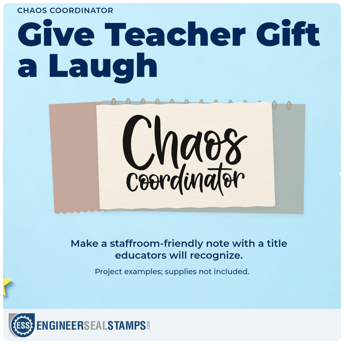 A finished handmade project stamped with the Chaos Coordinator Script Lettering Pre-Inked Stamp – PSI, ideal for field trip tags.