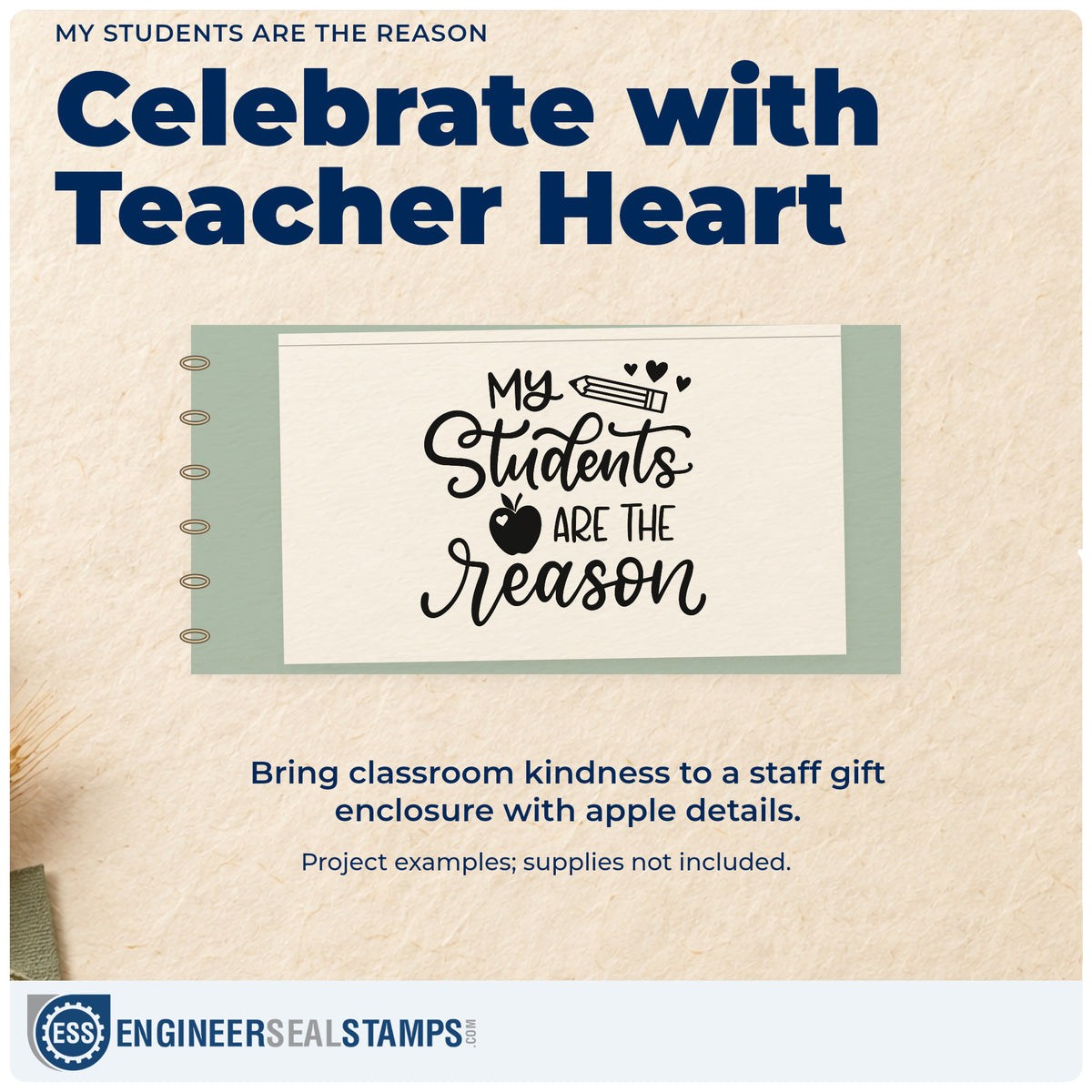 A finished handmade project stamped with the My Students Are The Reason Pre-Inked Stamp – Slim, ideal for stay bonus tags.
