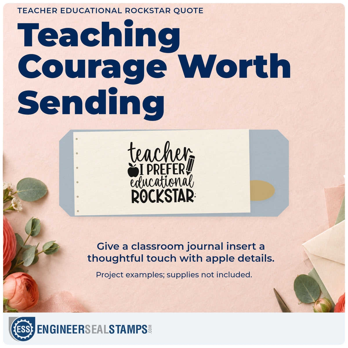 A finished handmade project stamped with the Teacher I Prefer Educational Rockstar Hand Stamp – Duo, ideal for name badge tags.