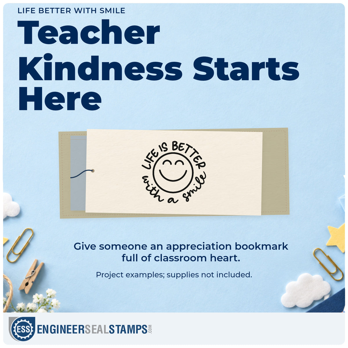 A finished handmade project stamped with the Life Better With Smile Rubber Stamp – Duo Hand, ideal for cheer up tags.