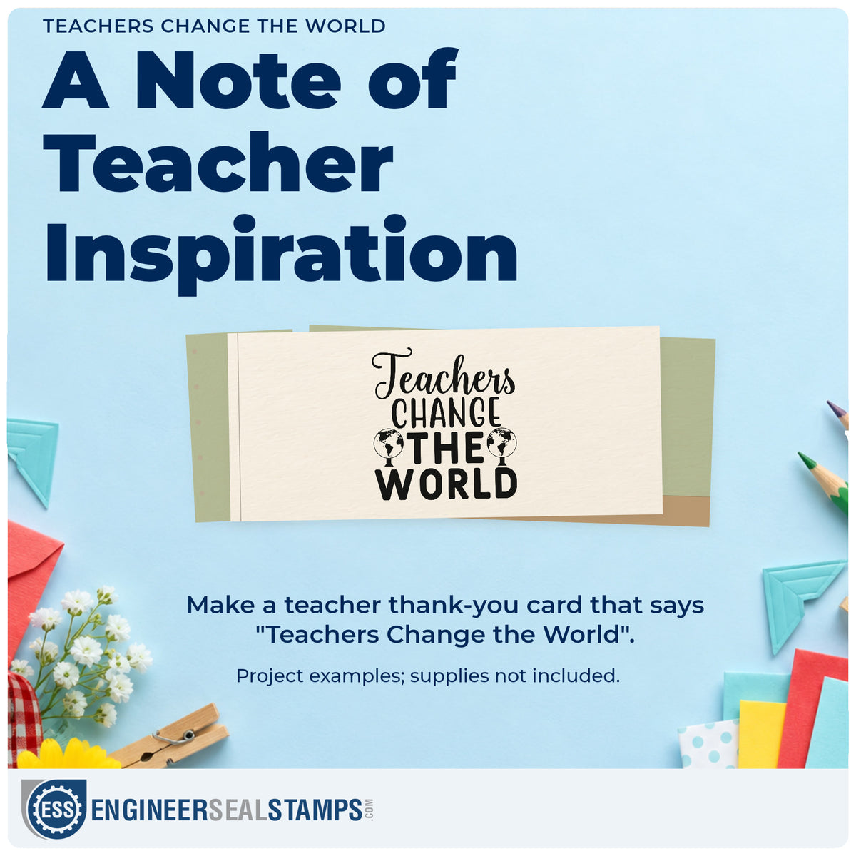 A finished handmade project stamped with the Teachers Change The World Globe Hand Stamp – Duo, ideal for twinning gift tags.