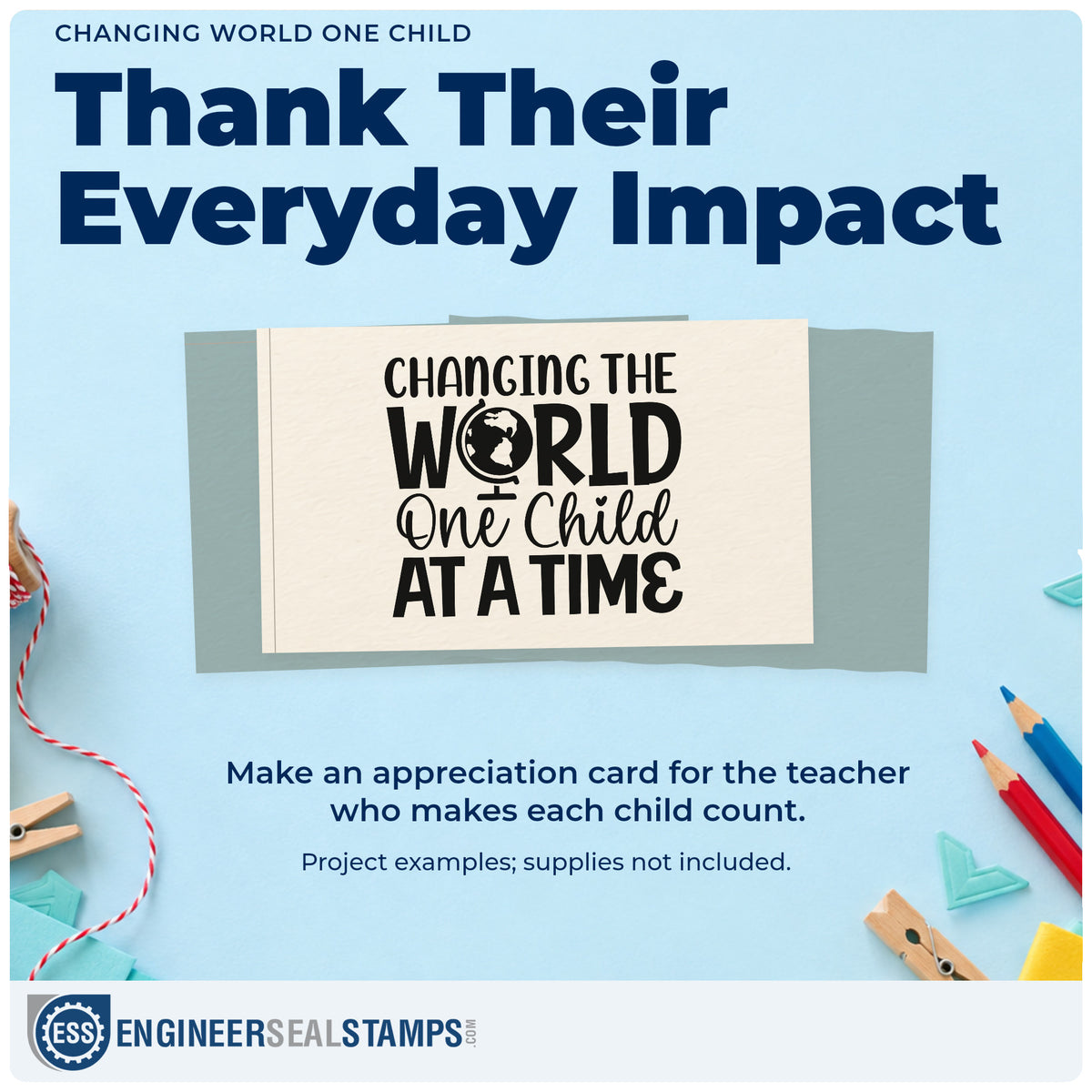 A finished handmade project stamped with the Changing World One Child Hand Stamp – Duo, ideal for sponsor gift tags.