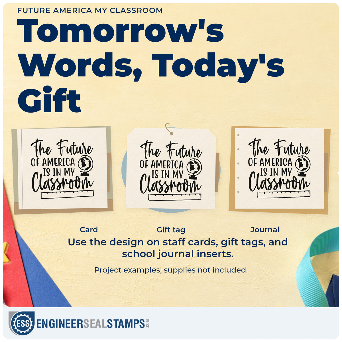 Three project examples made with the Future America My Classroom Stamp – Duo Hand, including debate motion pages.
