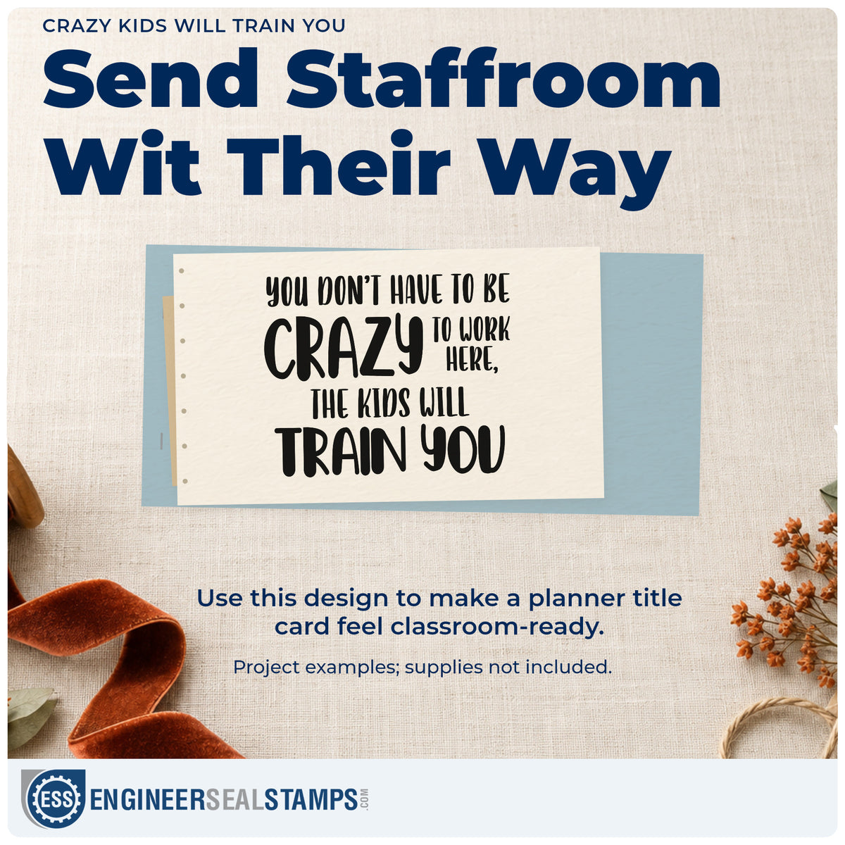 A finished handmade project stamped with the Crazy Kids Will Train You Lettering Stamp – PSI Pre-Inked, ideal for new start tags.