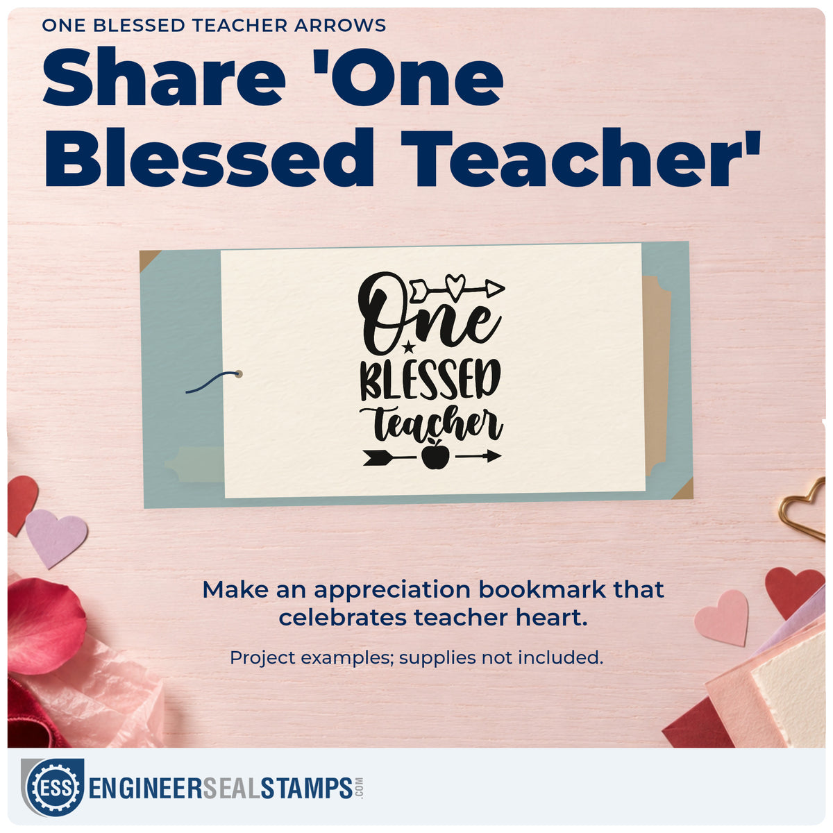 A finished handmade project stamped with the Duo Hand One Blessed Teacher Arrows Apple Rubber Stamp, ideal for harvest box tags.