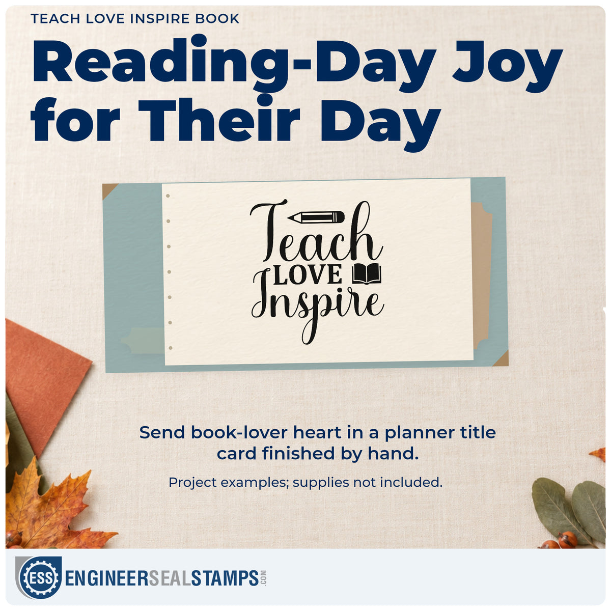 A finished handmade project stamped with the Teach Love Inspire Book Hand Stamp – Duo, ideal for reading prize tags.