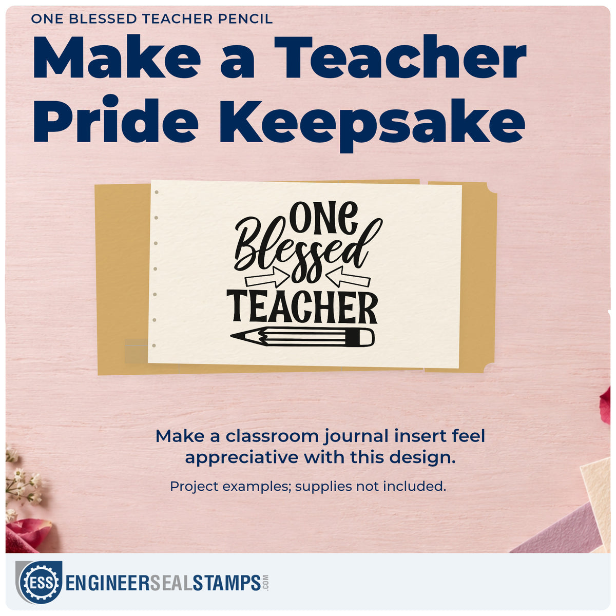 A finished handmade project stamped with the One Blessed Teacher Pencil Arrow Rubber Stamp – Wood Handle, ideal for mission trip tags.