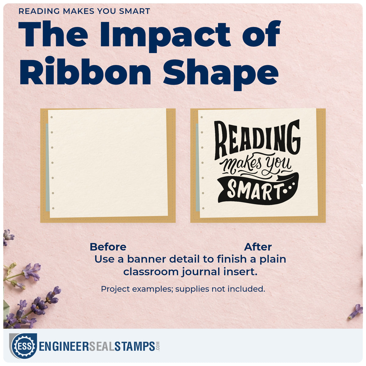 Before and after of a plain item finished with the Reading Makes You Smart Rubber Stamp – Duo Hand, a quick upgrade for certificate seals.