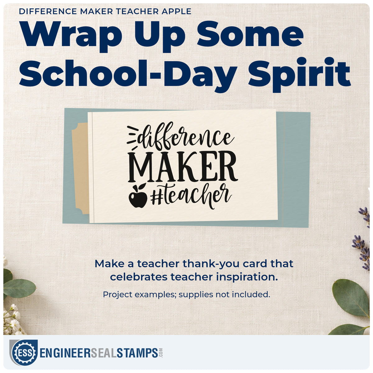 A finished handmade project stamped with the Difference Maker Teacher Apple Pre-Inked Stamp – PSI, ideal for repost prop tags.
