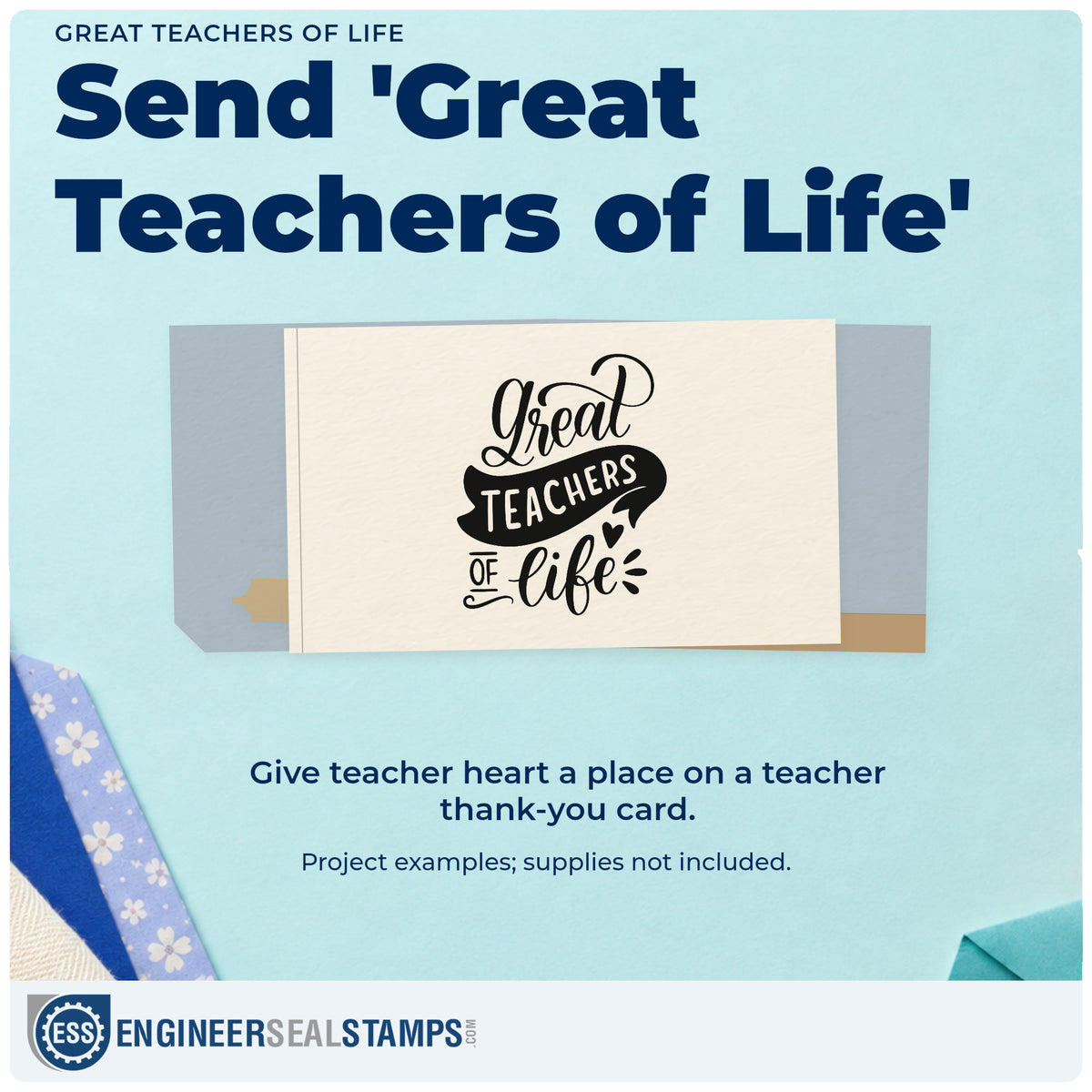 A finished handmade project stamped with the Great Teachers Of Life Craft Stamp – Self-Inking, ideal for coach thanks tags.