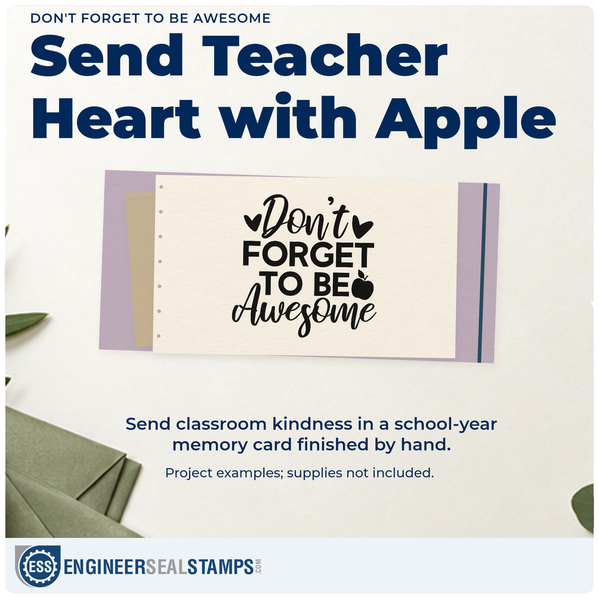 A finished handmade project stamped with the Don't Forget To Be Awesome Apple Stamp – Self-Inking, ideal for lunchbox note tags.
