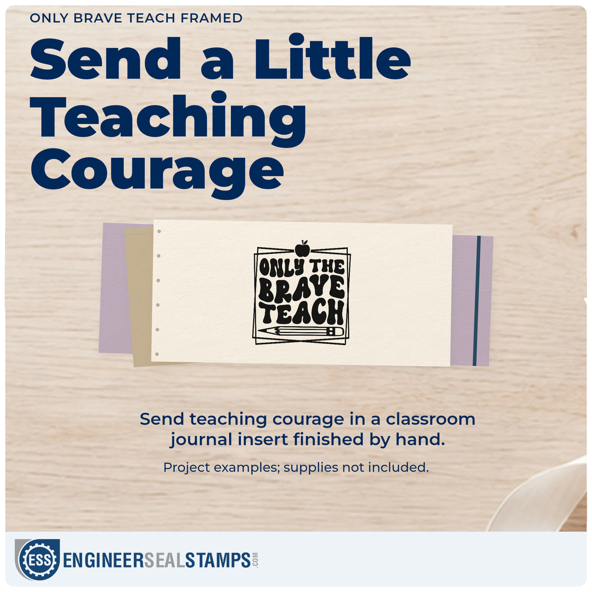 A finished handmade project stamped with the Only Brave Teach Framed Apple Pre-Inked Stamp – PSI, ideal for layer craft tags.