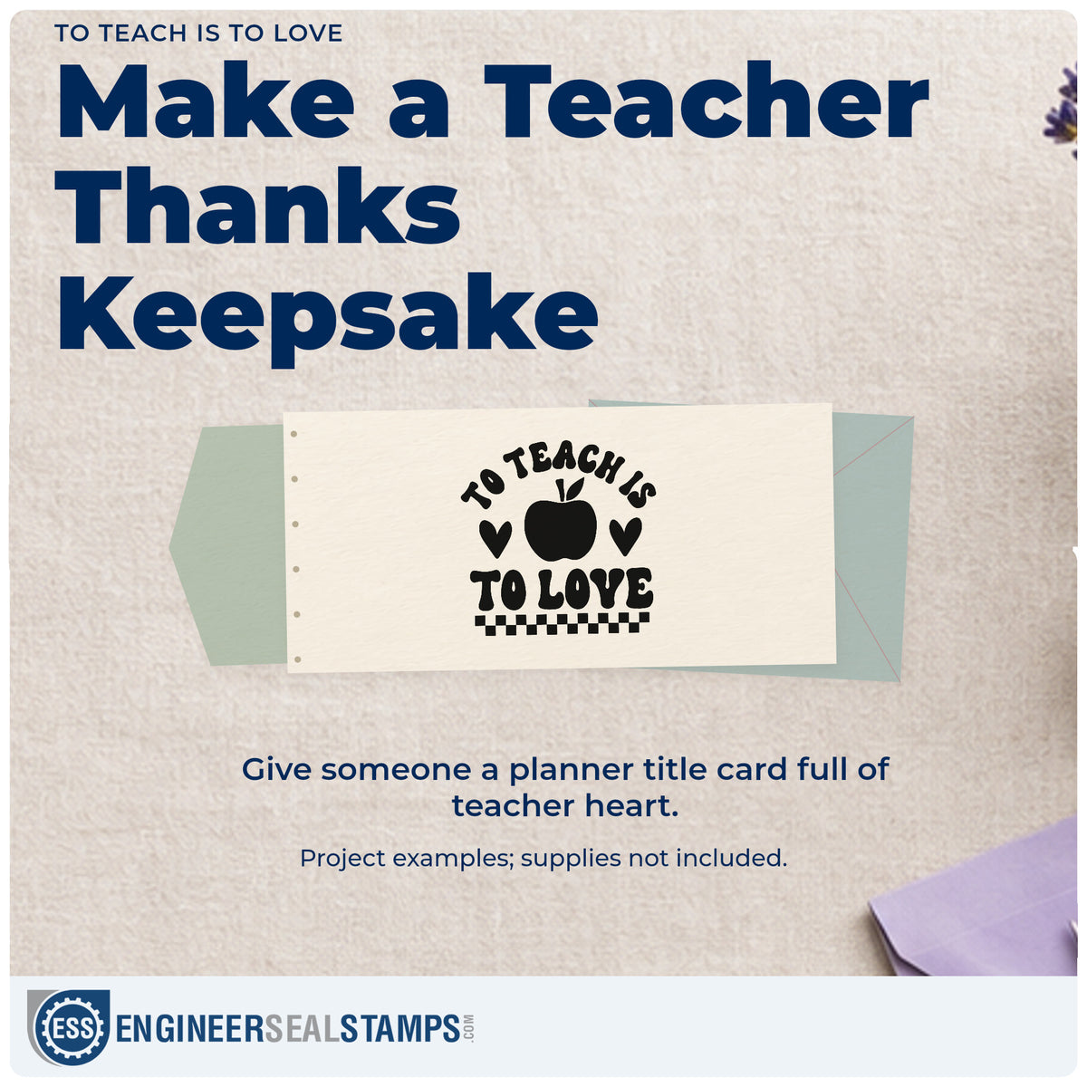 A finished handmade project stamped with the To Teach Is To Love Hand Stamp – Duo, ideal for bake sale tags.
