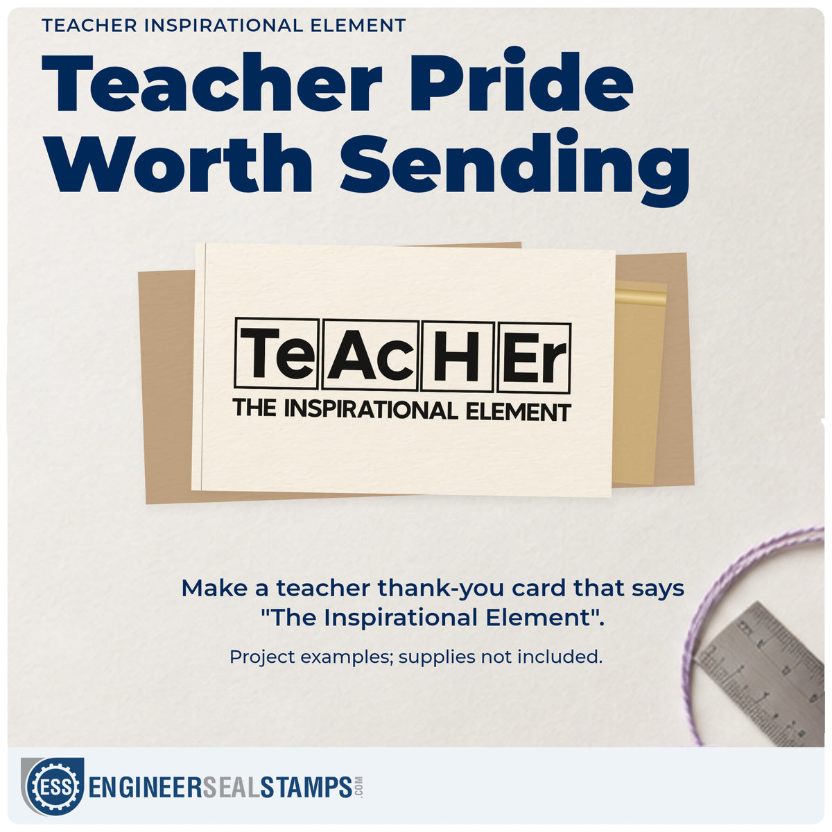 A finished handmade project stamped with the Teacher Inspirational Element Pre-Inked Stamp – PSI, ideal for reagent shelf tags.