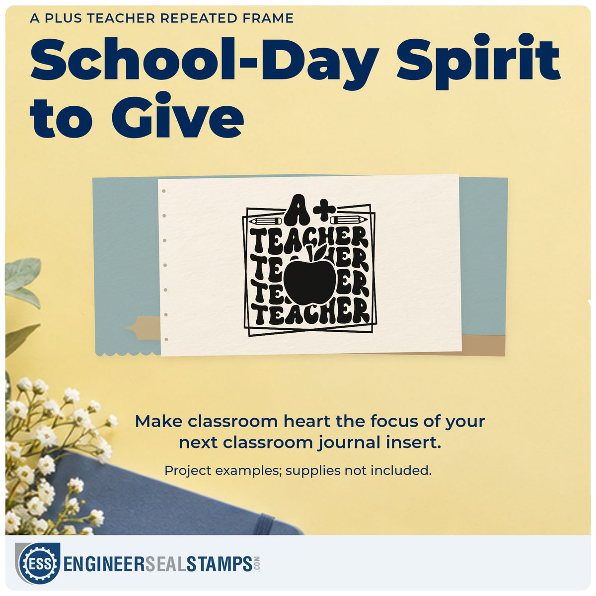 A finished handmade project stamped with the A Plus Teacher Repeated Frame Stamp – Self-Inking, ideal for grade boost tags.