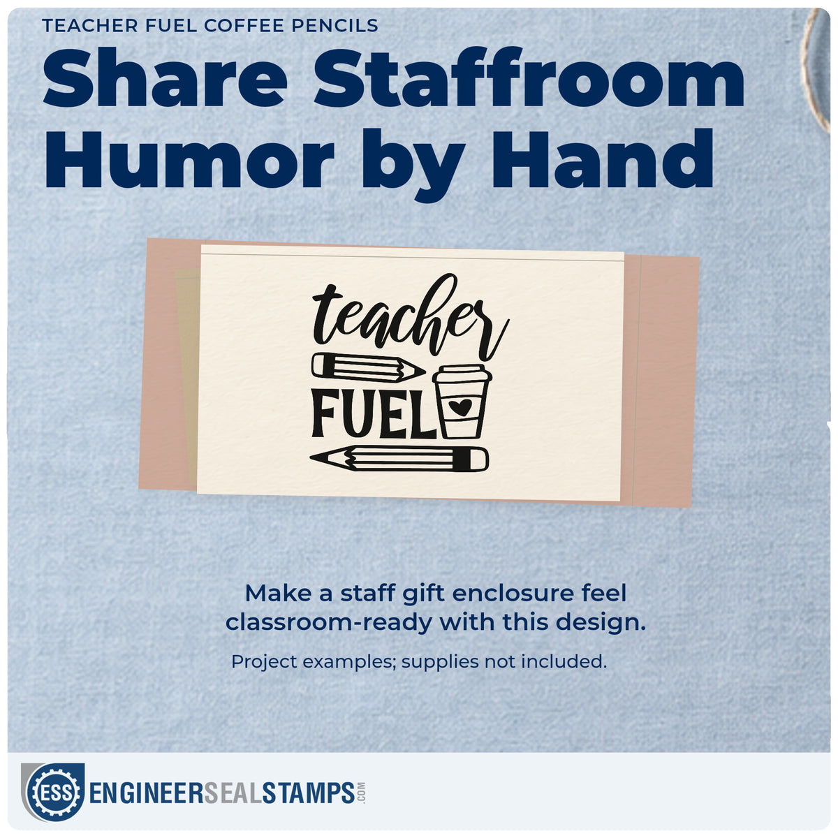 A finished handmade project stamped with the Teacher Fuel Coffee Pencils With Hearts Pre-Inked Stamp – PSI, ideal for secret santa tags.