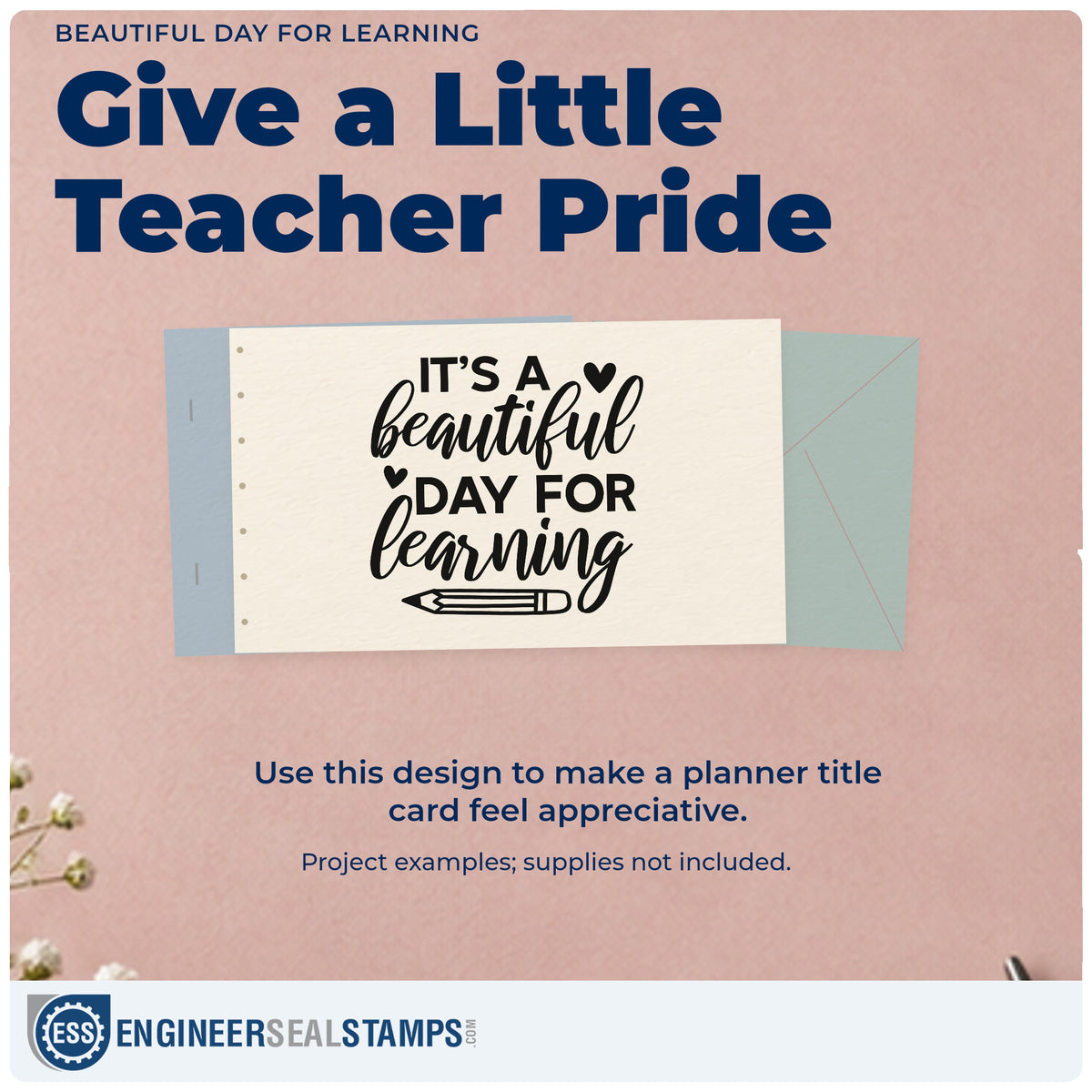 A finished handmade project stamped with the Beautiful Day For Learning Rubber Stamp – Duo Hand, ideal for weather chart tags.