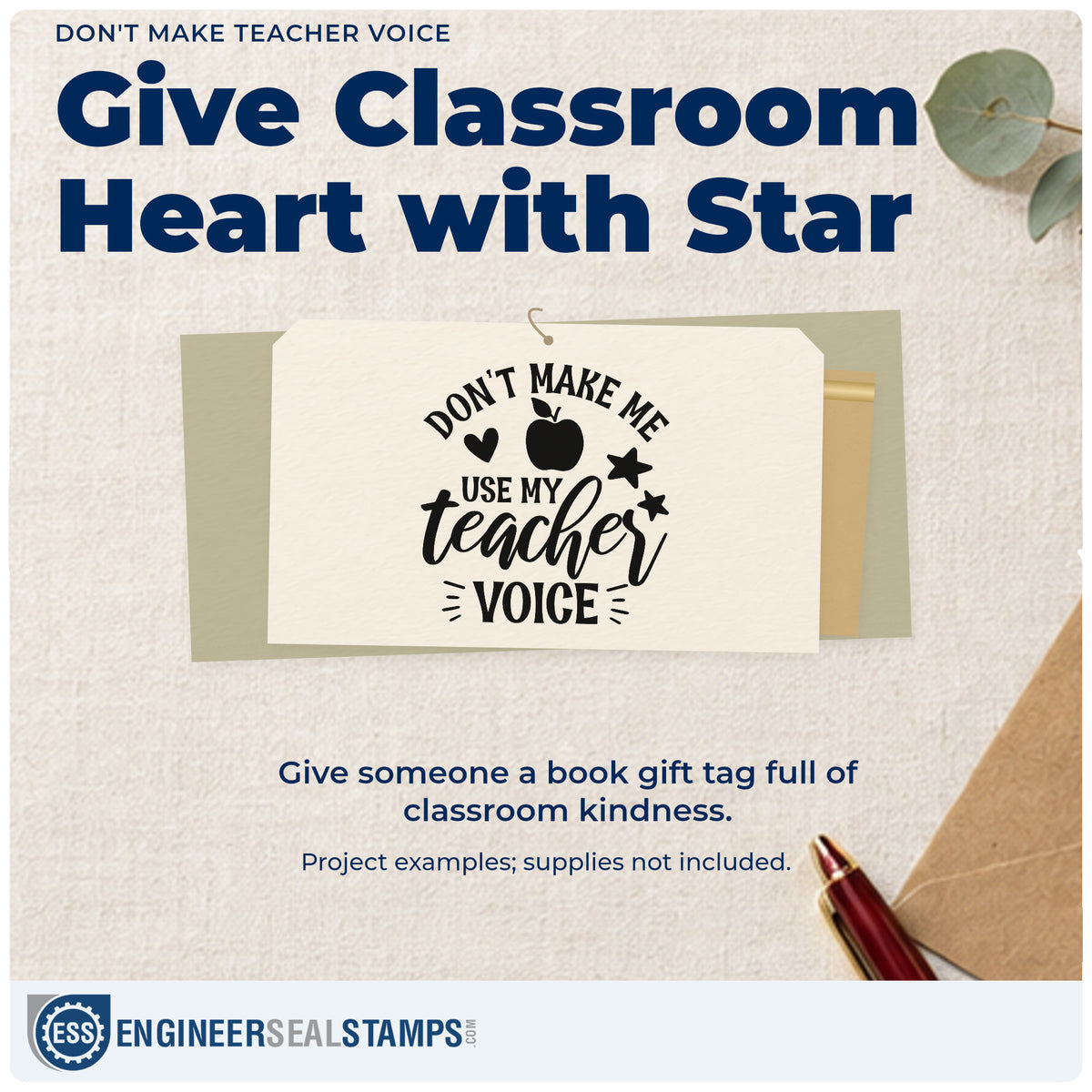A finished handmade project stamped with the Don't Make Teacher Voice Self-Inking Stamp, ideal for rules display tags.