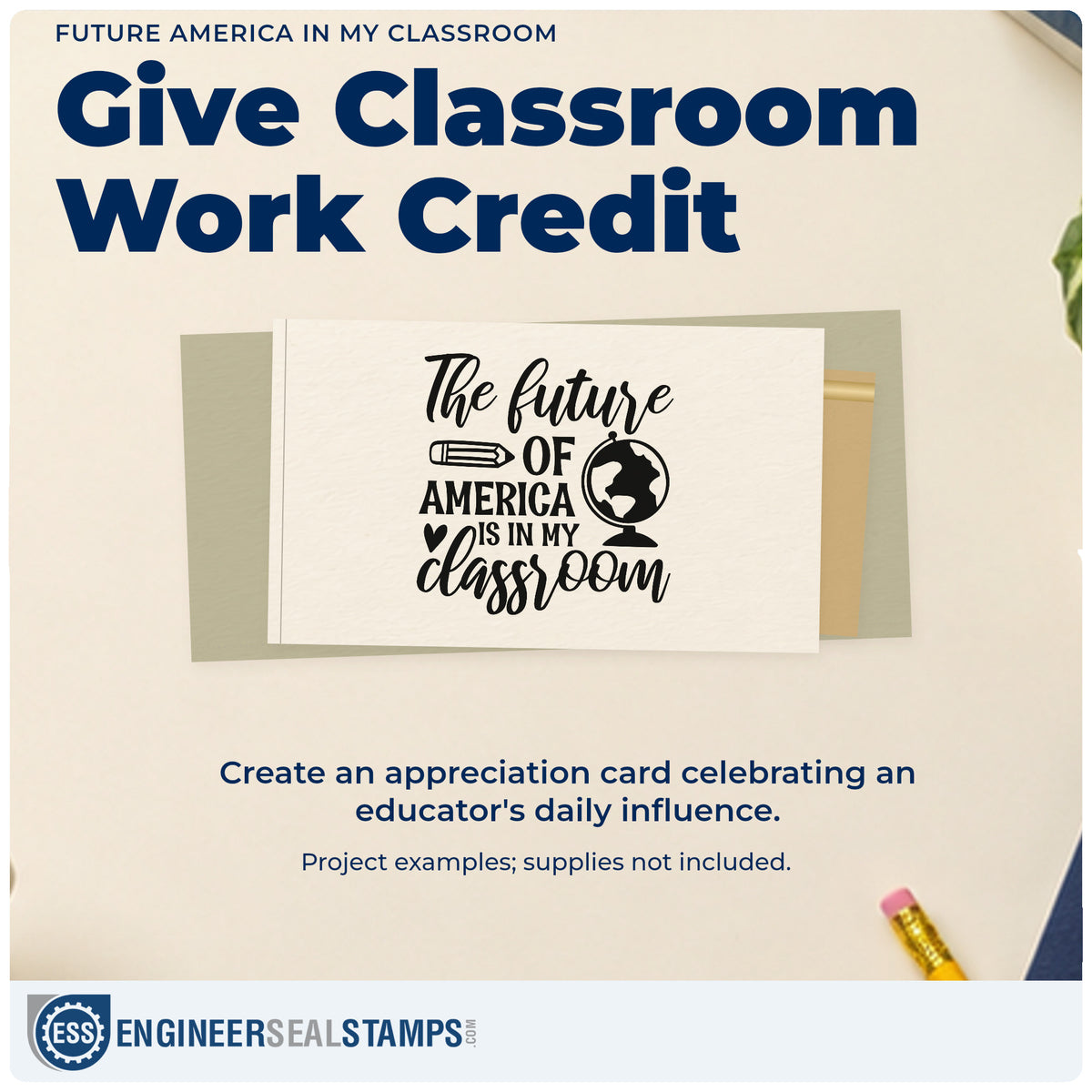 A finished handmade project stamped with the The Future Of America Is In My Classroom Hand Stamp – Duo, ideal for mock vote tags.