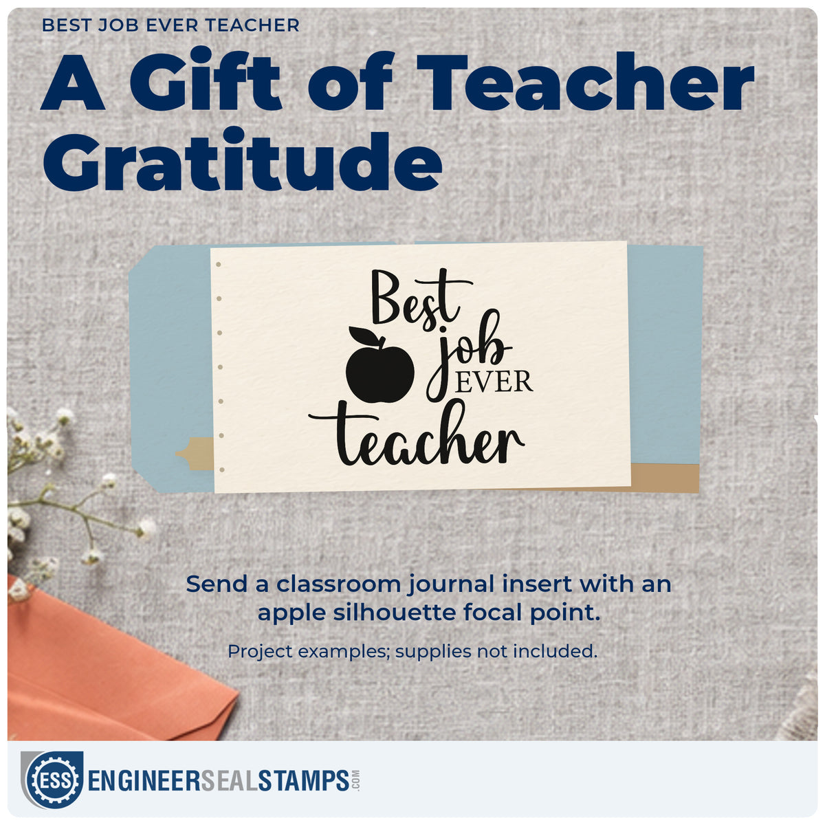 A finished handmade project stamped with the Best Job Ever Teacher Stamp – Slim Pre-Inked, ideal for anniversary tags.