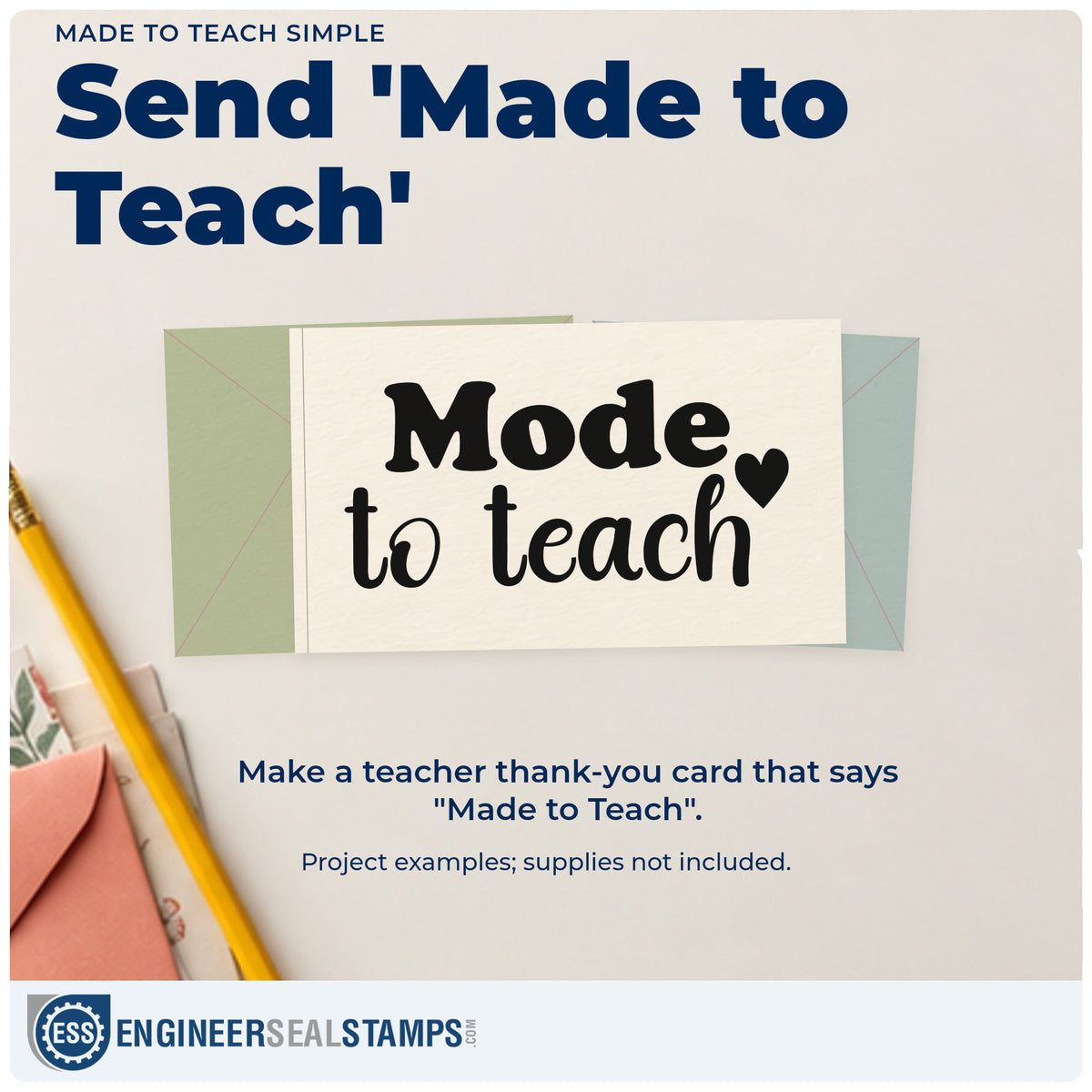 A finished handmade project stamped with the Made To Teach Simple Stamp – Slim Pre-Inked, ideal for type study tags.