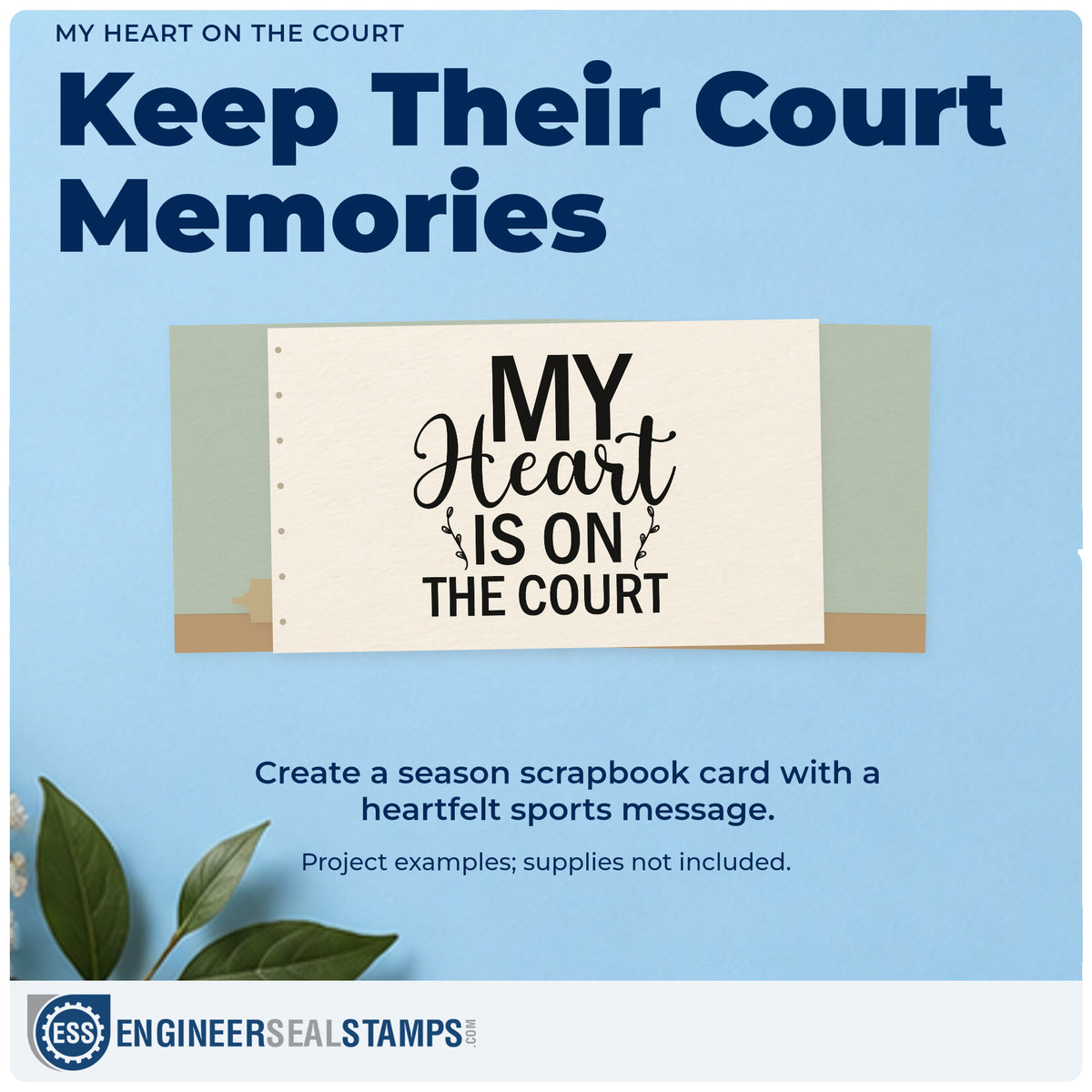 A finished handmade project stamped with the My Heart On The Court Self-Inking Stamp, ideal for senior gift tags.