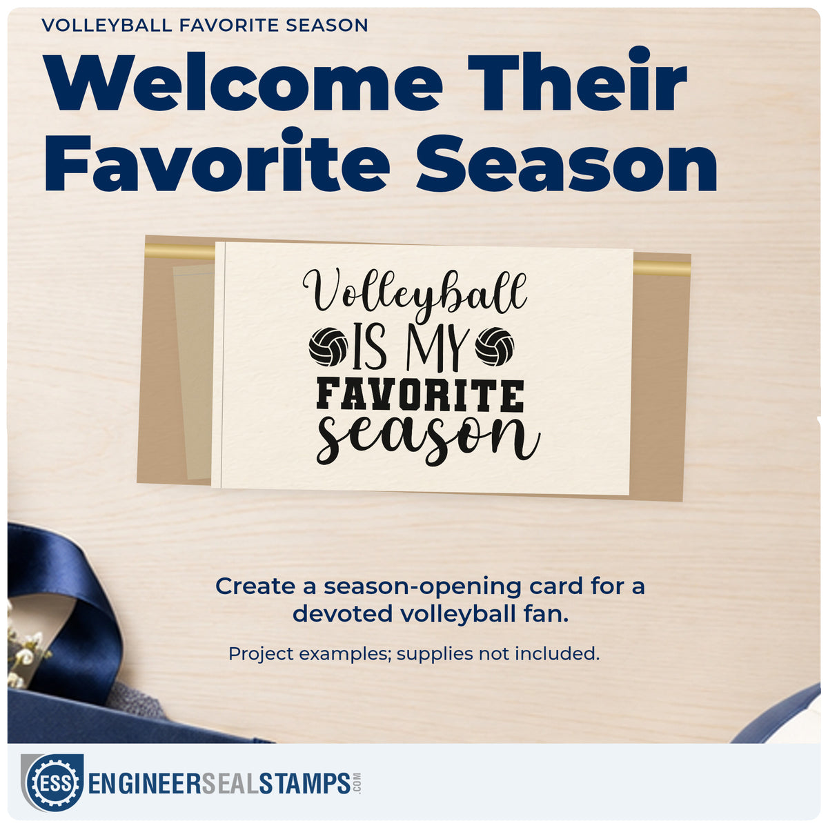 A finished handmade project stamped with the Volleyball Favorite Season Compact Pre-Inked Stamp – Slim, ideal for club signing tags.