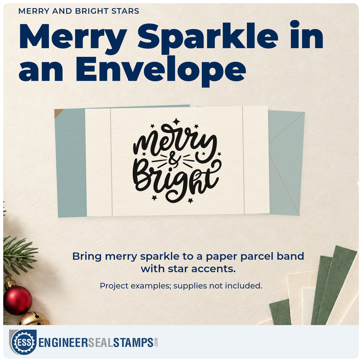 A finished handmade project stamped with the Merry And Bright Stars Pre-Inked Stamp – Slim, ideal for light switch tags.