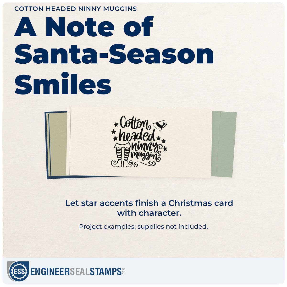 A finished handmade project stamped with the Cotton Headed Ninny Muggins Elf Pre-Inked Stamp – PSI, ideal for movie night tags.