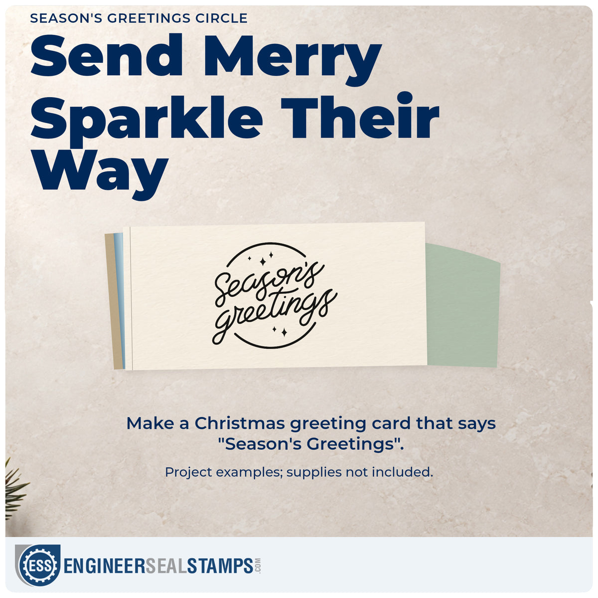 A finished handmade project stamped with the Season's Greetings Circle Stamp – Self-Inking, ideal for client gift tags.