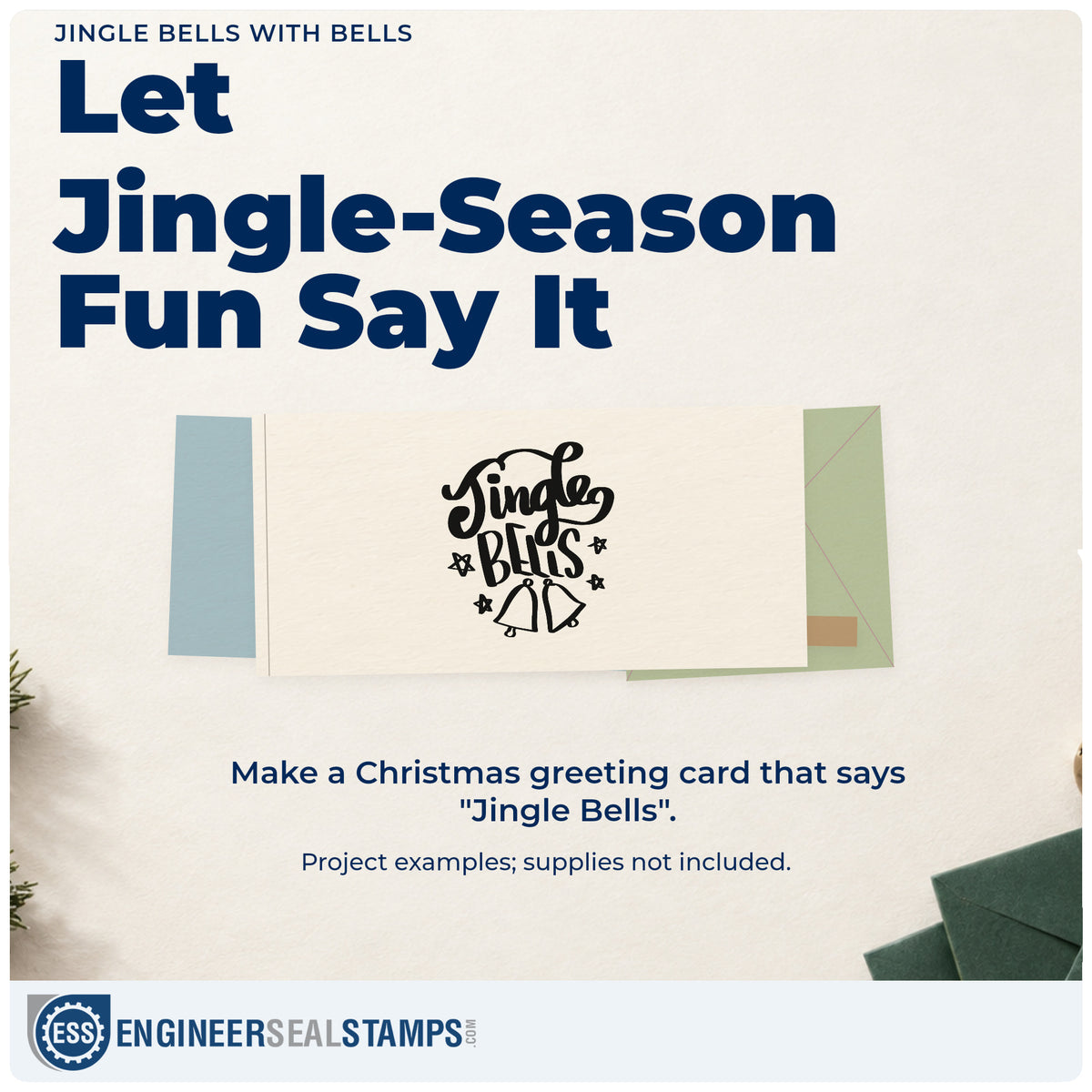 A finished handmade project stamped with the Jingle Bells Slim Pre-Inked Stamp, ideal for concert program art.